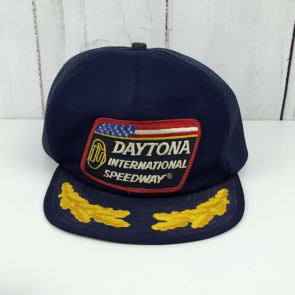 Vintage Daytona International Speedway Nascar Racing Hat Navy Blue Mesh Snapback